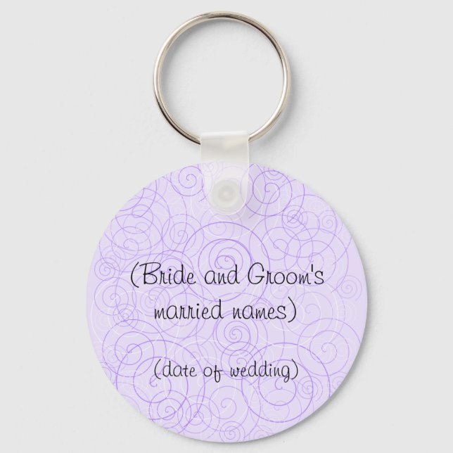 Llavero Púrpura Swirls Boda Keyring (Anverso)