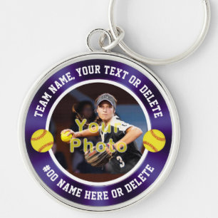 Llavero Púrpura y blanca, ideas de regalo de softbol para
