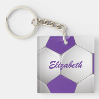 Llavero Púrpura y blanco adaptables del balón de fútbol