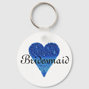Llavero Purpurina azul Corazón Personalizada Bridesmaid