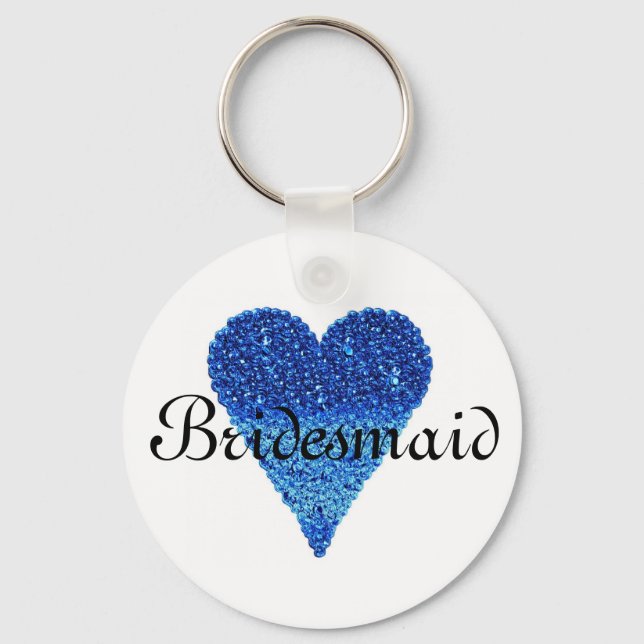 Llavero Purpurina azul Corazón Personalizada Bridesmaid (Anverso)