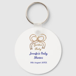 Llavero Purpurina bebé dorado proa ducha real azul bebé