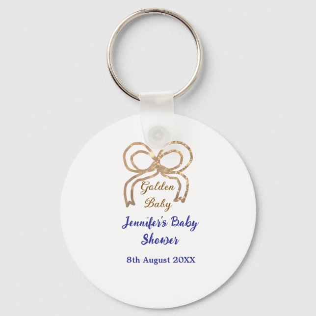 Llavero Purpurina bebé dorado proa ducha real azul bebé (Anverso)