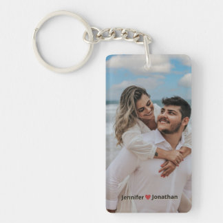 Llavero Purpurina de fotografía de pareja nombres azules d