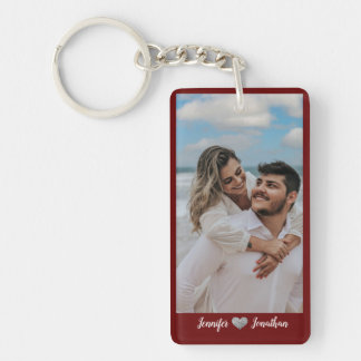Llavero Purpurina de fotografía de pareja nombres de borgo