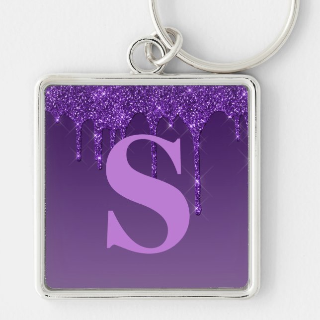Llavero Purpurina de goteo morado (Frente)