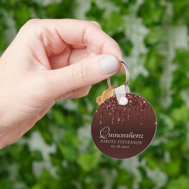 Llavero Purpurina de goteo | Terra Cotta Coral (Mano)