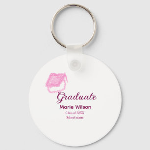 Llavero purpurina de graduación graduado rosa gorra añadir