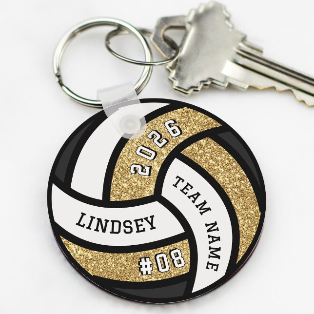Llavero Purpurina de oro del equipo de voleibol (Volleyball Team Player Glitter Keychain
)