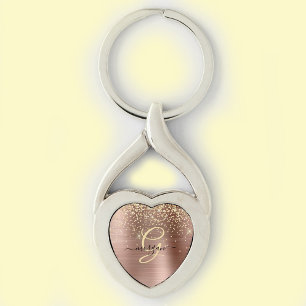 Llavero Purpurina de oro, Monograma de oro, Nombre de guió