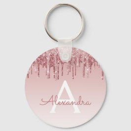 Llavero Purpurina de oro rosa y monograma de espuma