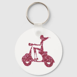 Llavero purpurina del rosa de la vespa del chica