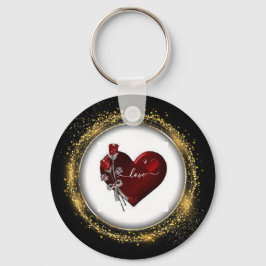 Llavero Purpurina Diamond and Gold Valentine Keychain