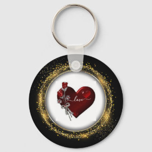 Llavero Purpurina Diamond and Gold Valentine Keychain
