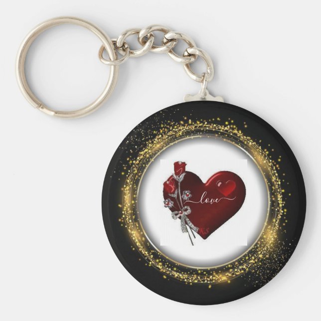 Llavero Purpurina Diamond and Gold Valentine Keychain (Frente)