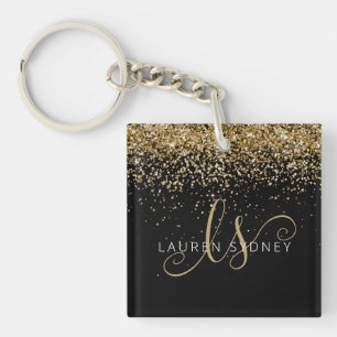 Llavero Purpurina dorado Glam Monograma Nombre