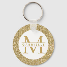 Llavero Purpurina Gold Sparkly Iniciales Custom Name Keych