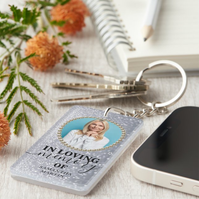 Llavero Purpurina Gris Lanza Memorial En Memoria Amada (Frente Derecha)