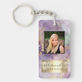 Llavero Purpurina Lilac Watercolor Faux Relieve metalizado
