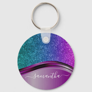 Llavero Purpurina luce Bright Purple Personalized Name