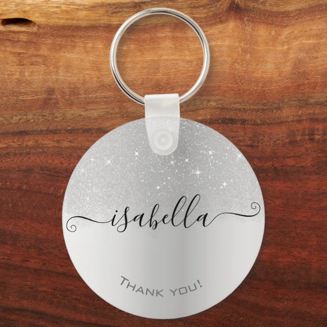 Llavero Purpurina ombre gris dorado holográfico Lluvia mod (Anverso)