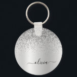 Llavero Purpurina plateado Glam Monograma Metalizado Nombr<br><div class="desc">Purpurina De Espuma Metálica De Relieve metalizado De Faux Plateado Cepó Las Cadenas Clave De Nombre De Monograma Metalizado (Cadena De Teclas). Esto hace que el dulce perfecto cumpleaños 16, boda, ducha de novia, aniversario, ducha de bebé o fiesta de soltera sea regalo para alguien que ama el lujo glam...</div>