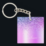 Llavero Purpurina púrpura Esparkle Glam Monograma Metaliza<br><div class="desc">Purpurina De Esparkle Metálico De Relieve metalizado Púrpura Faux Cepilló La Cadena De Teclas De Nombre De Monograma Metalizado. Esto hace que el dulce perfecto cumpleaños 16, boda, ducha de novia, aniversario, ducha de bebé o fiesta de soltera sea regalo para alguien que ama el lujo glam y los estilos...</div>