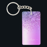 Llavero Purpurina púrpura Esparkle Glam Monograma Metaliza<br><div class="desc">Purpurina De Esparkle Metálico De Relieve metalizado Púrpura Faux Cepilló La Cadena De Teclas De Nombre De Monograma Metalizado. Esto hace que el dulce perfecto cumpleaños 16, boda, ducha de novia, aniversario, ducha de bebé o fiesta de soltera sea regalo para alguien que ama el lujo glam y los estilos...</div>