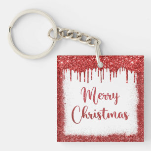 Llavero Purpurina Rojo feliz navidad