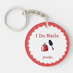 Llavero Purpurina rojo Nail Tech personalizado