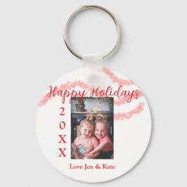 Llavero Purpurina rojo niños foto familiar feliz nombre de