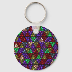 Llavero Purpurina. Rojo, verde, morado.