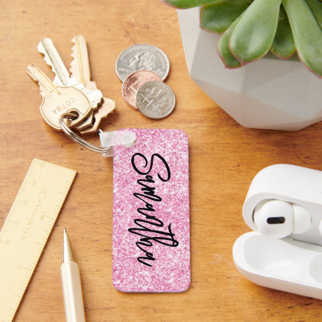 Llavero Purpurina rosa claro de lujo brillante (Escritorio )