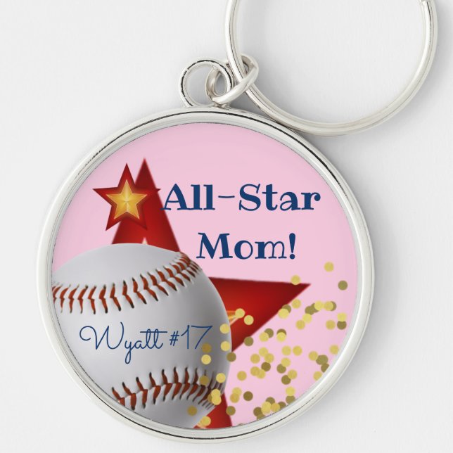 Llavero Purpurina rosa de todas las estrellas de béisbol,  (Frente)