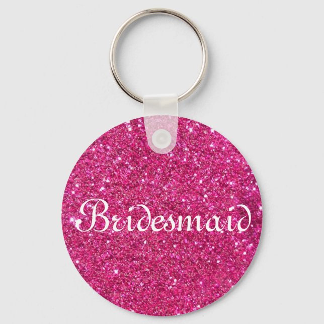 Llavero Purpurina Rosa Personalizada Bridesmaid (Anverso)