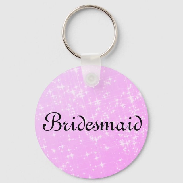 Llavero Purpurina Rosa Personalizada Bridesmaid (Anverso)
