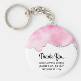 Llavero Purpurina Rosa y Plata Faux Frontera Elegante Cump