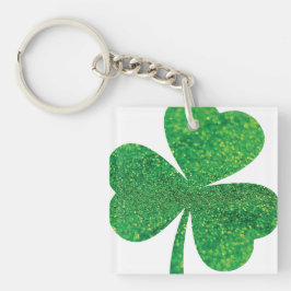 Llavero Purpurina Shamrock Acrylic Keychain - St. Patrick