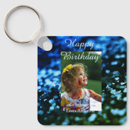 Llavero Purpurina verde azul foto niños cumpleaños óxido m