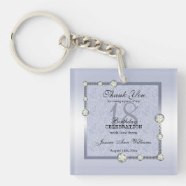 Llavero Purpurinas azules y cumpleaños de decoración de di