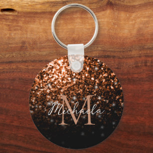 Llavero Purpurinas de cobre marrón bronce chispas Monogram