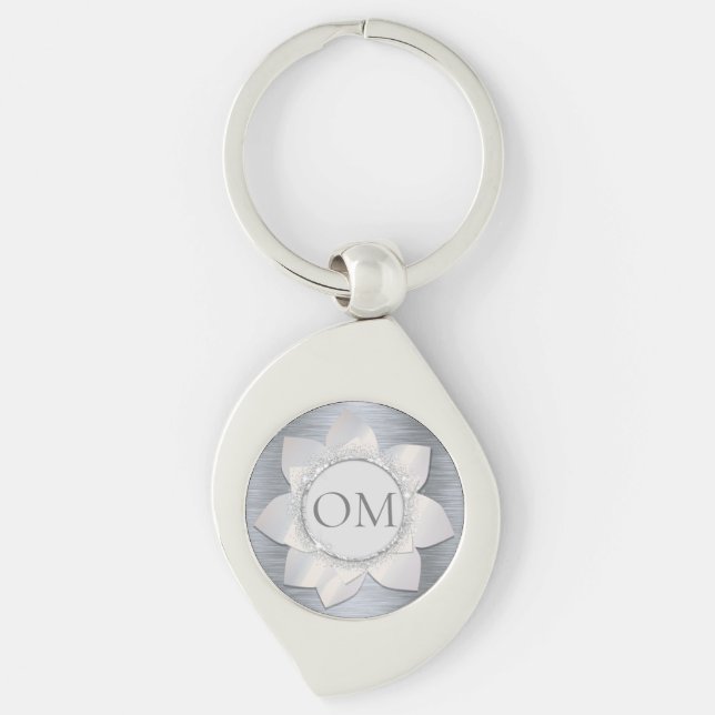 Llavero Purpurinoso plateado Elegant Lotus OM Keychain (Anverso)