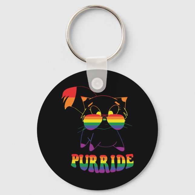 Llavero Purride | Gato gay lindo | Lesbiana | Arcoiris (Anverso)