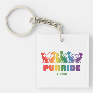 Llavero Purride - Silhouette de gato arco iris LGBTQ+ Pun 