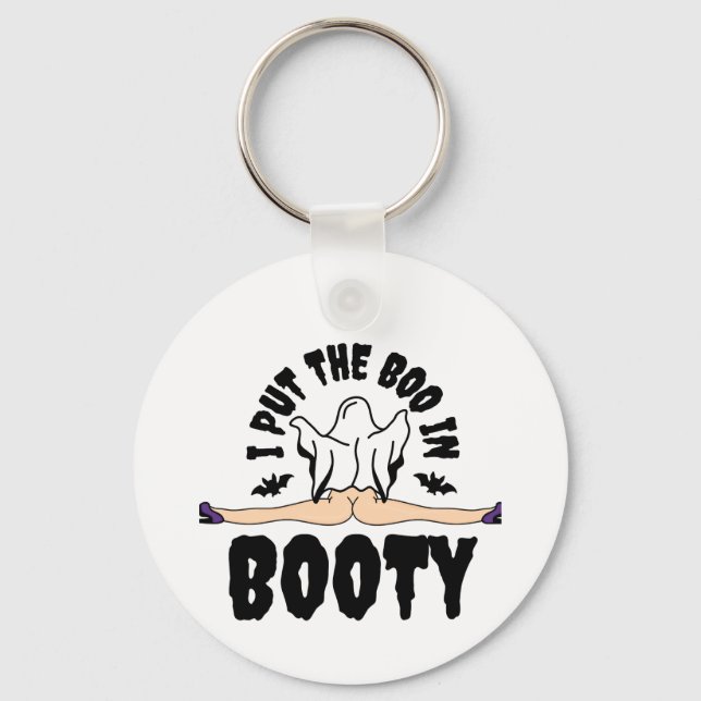 Llavero Puse el Boo en una mujer fantasma de Halloween. (Anverso)