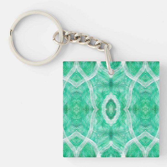 Llavero Push Abstract Light Green White Watercolor Art (Frente)