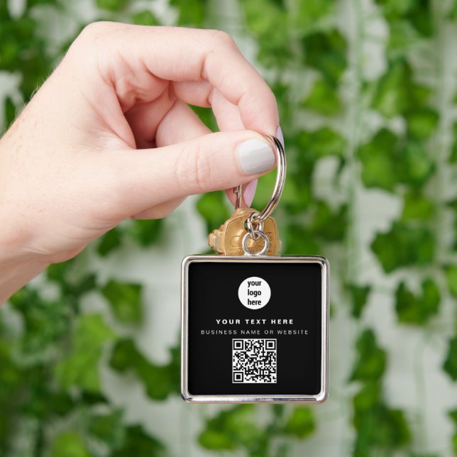 Llavero QR Code Business Logo Negocio Minimalista (Mano)