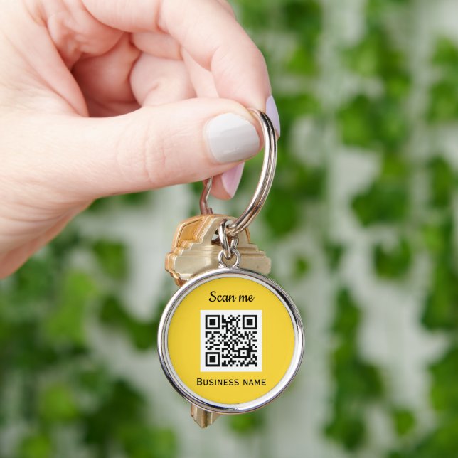 Llavero QR Code Business Logo Profesional Amarillo (Mano)