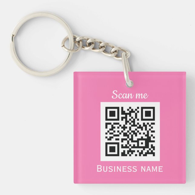 Llavero QR Code Business Logo Profesional Girona Rosa (Frente)