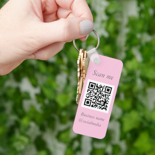 Llavero QR Code Business Logo Profesional Girona Rosa (Mano)